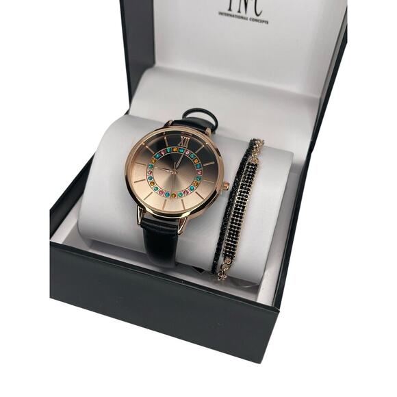 Gold Tone Crystal Bracelet Watch Ombre Dial (3 Piece Set) Chic Gifts For Her NEW main image 14